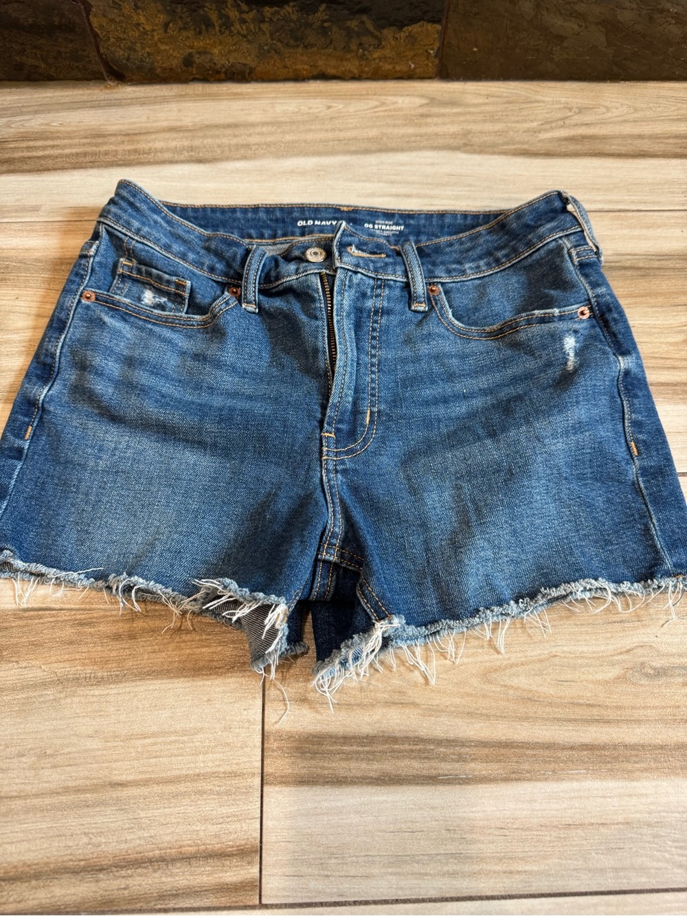 Old Navy Dark Blue Frayed Hem Denim Shorts